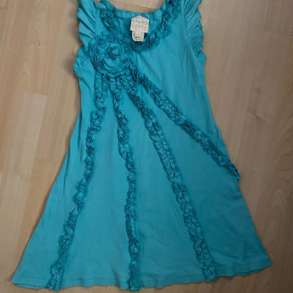 Lemon Loves Lime Ruffle Dress Blue 5